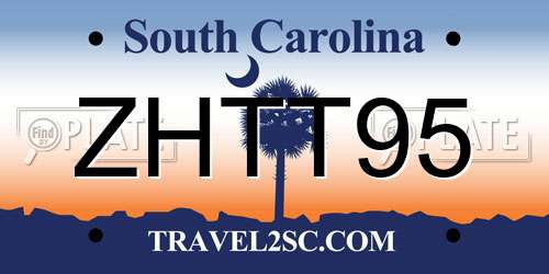 ZHTT95 South Carolina License Plate