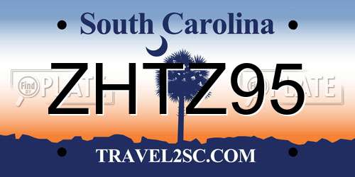 ZHTZ95 South Carolina License Plate