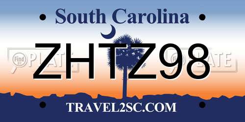ZHTZ98 South Carolina License Plate
