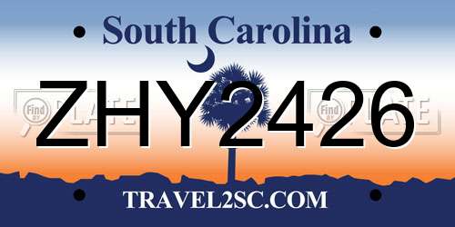 ZHY2426 South Carolina License Plate