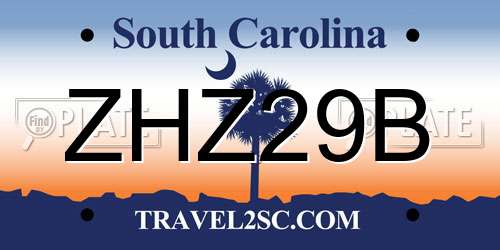 ZHZ29B South Carolina License Plate