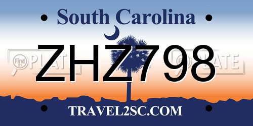 ZHZ798 South Carolina License Plate