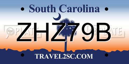 ZHZ79B South Carolina License Plate