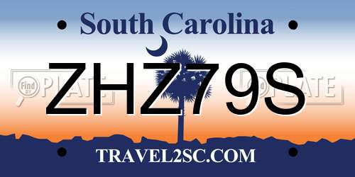 ZHZ79S South Carolina License Plate