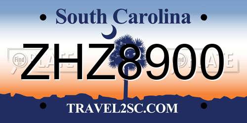 ZHZ8900 South Carolina License Plate
