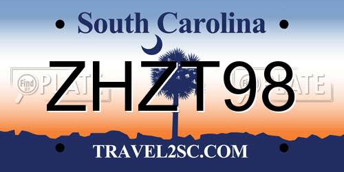 ZHZT98 South Carolina License Plate