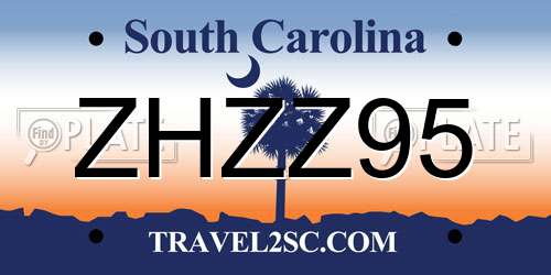 ZHZZ95 South Carolina License Plate
