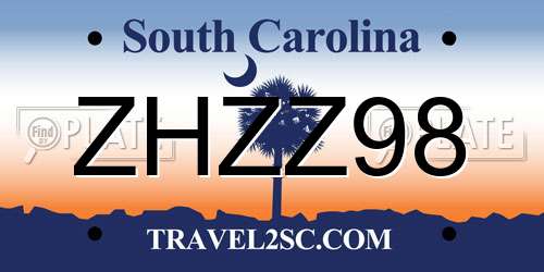 ZHZZ98 South Carolina License Plate