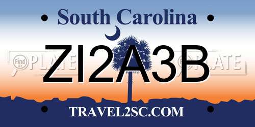 ZI2A3B South Carolina License Plate