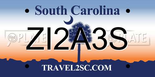 ZI2A3S South Carolina License Plate