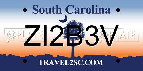 ZI2B3V South Carolina License Plate