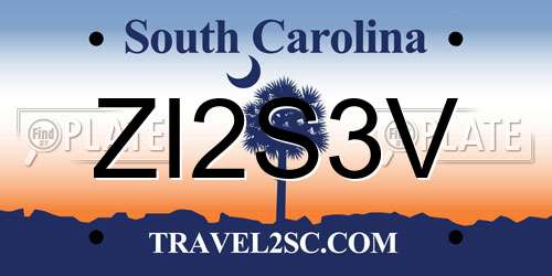 ZI2S3V South Carolina License Plate