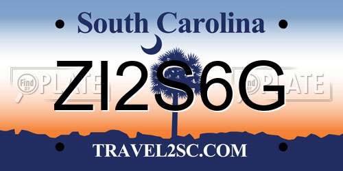 ZI2S6G South Carolina License Plate