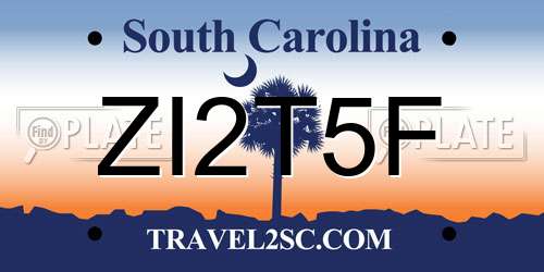 ZI2T5F South Carolina License Plate