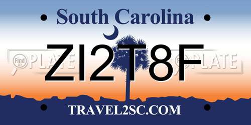 ZI2T8F South Carolina License Plate