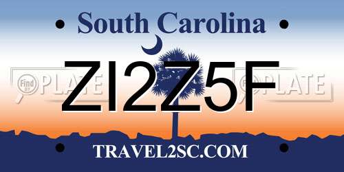 ZI2Z5F South Carolina License Plate