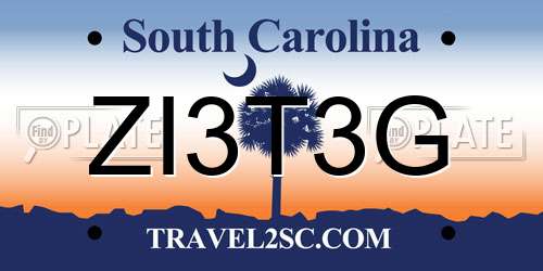 ZI3T3G South Carolina License Plate