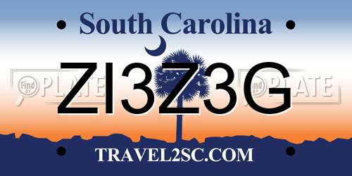 ZI3Z3G South Carolina License Plate