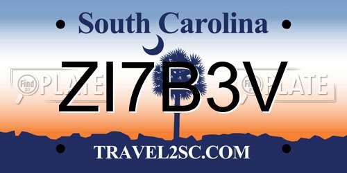 ZI7B3V South Carolina License Plate