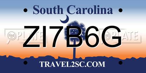 ZI7B6G South Carolina License Plate
