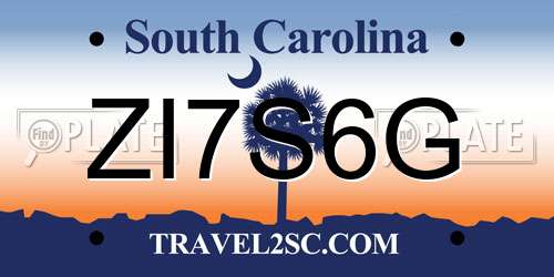 ZI7S6G South Carolina License Plate