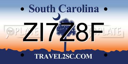 ZI7Z8F South Carolina License Plate