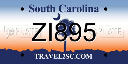 ZI895 South Carolina License Plate