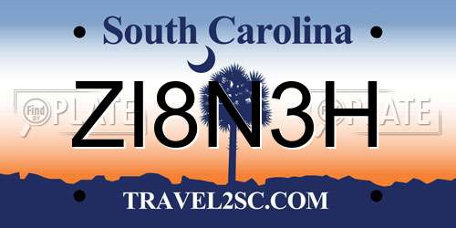 ZI8N3H South Carolina License Plate
