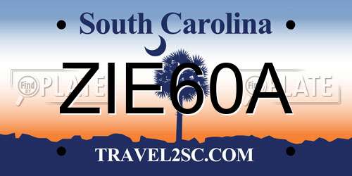 ZIE60A South Carolina License Plate