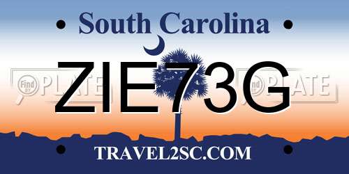 ZIE73G South Carolina License Plate