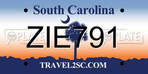 ZIE791 South Carolina License Plate
