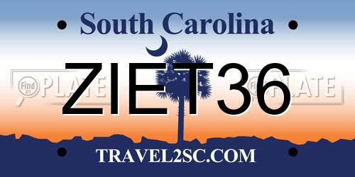 ZIET36 South Carolina License Plate