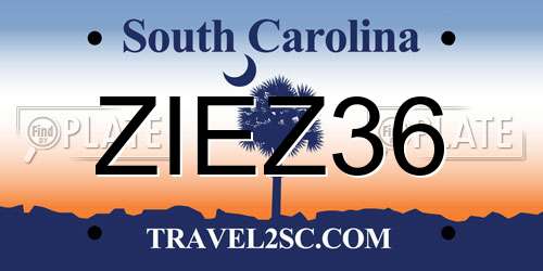 ZIEZ36 South Carolina License Plate