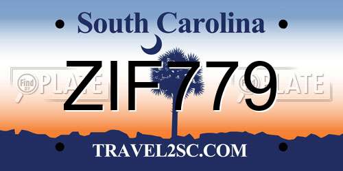 ZIF779 South Carolina License Plate