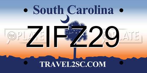 ZIFZ29 South Carolina License Plate