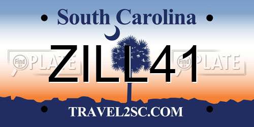 ZILL41 South Carolina License Plate