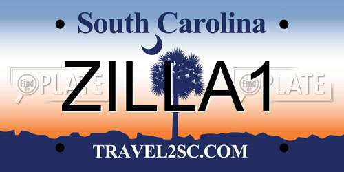 ZILLA1 South Carolina License Plate