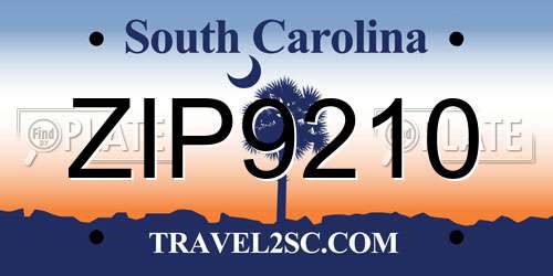 ZIP9210 South Carolina License Plate