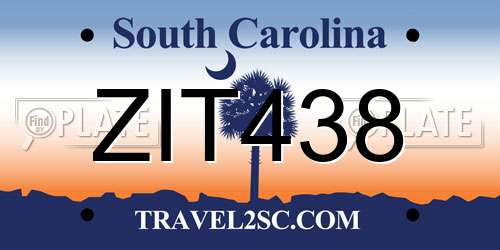 ZIT438 South Carolina License Plate