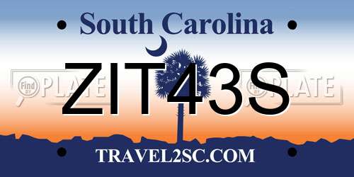 ZIT43S South Carolina License Plate