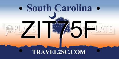 ZIT75F South Carolina License Plate