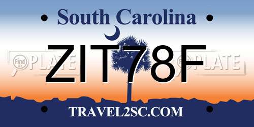 ZIT78F South Carolina License Plate