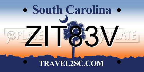 ZIT83V South Carolina License Plate