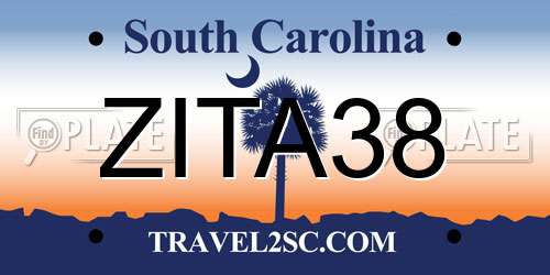 ZITA38 South Carolina License Plate