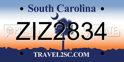ZIZ2834 South Carolina License Plate