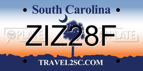 ZIZ28F South Carolina License Plate