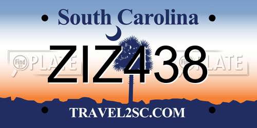 ZIZ438 South Carolina License Plate