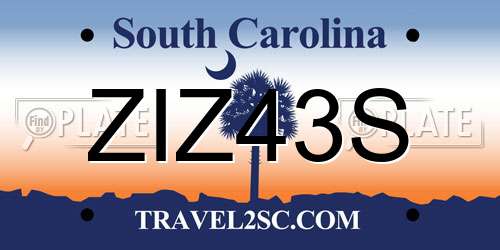 ZIZ43S South Carolina License Plate