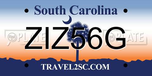 ZIZ56G South Carolina License Plate