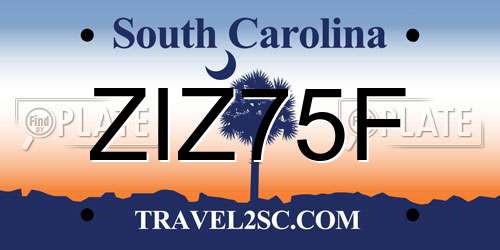 ZIZ75F South Carolina License Plate
